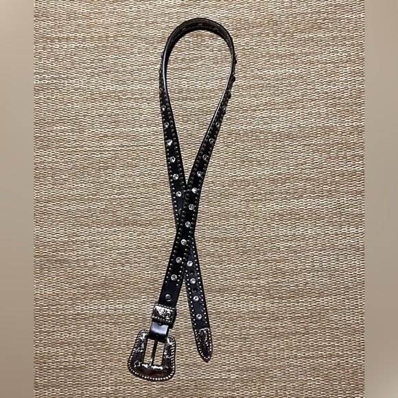 Nocona Belt Co Embellished Western Leather Black Belt Size Medium Good Condition - Picture 11 of 14